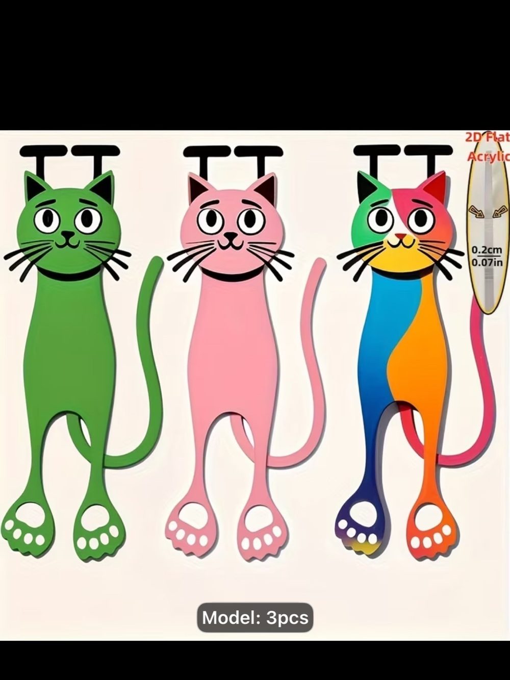 Cute Cat bookmarks - Pink, Green, Multicolor